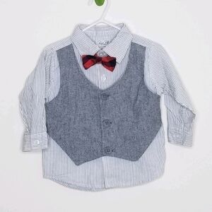 Rene Rofe Bowtie Buffalo Vest Plaid Shirt 18m